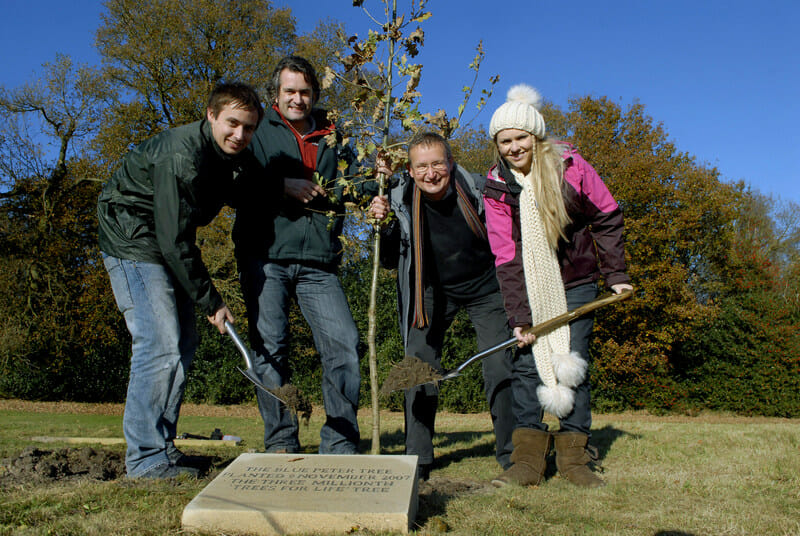 Planting the 3 millionth tree with Blue Peter