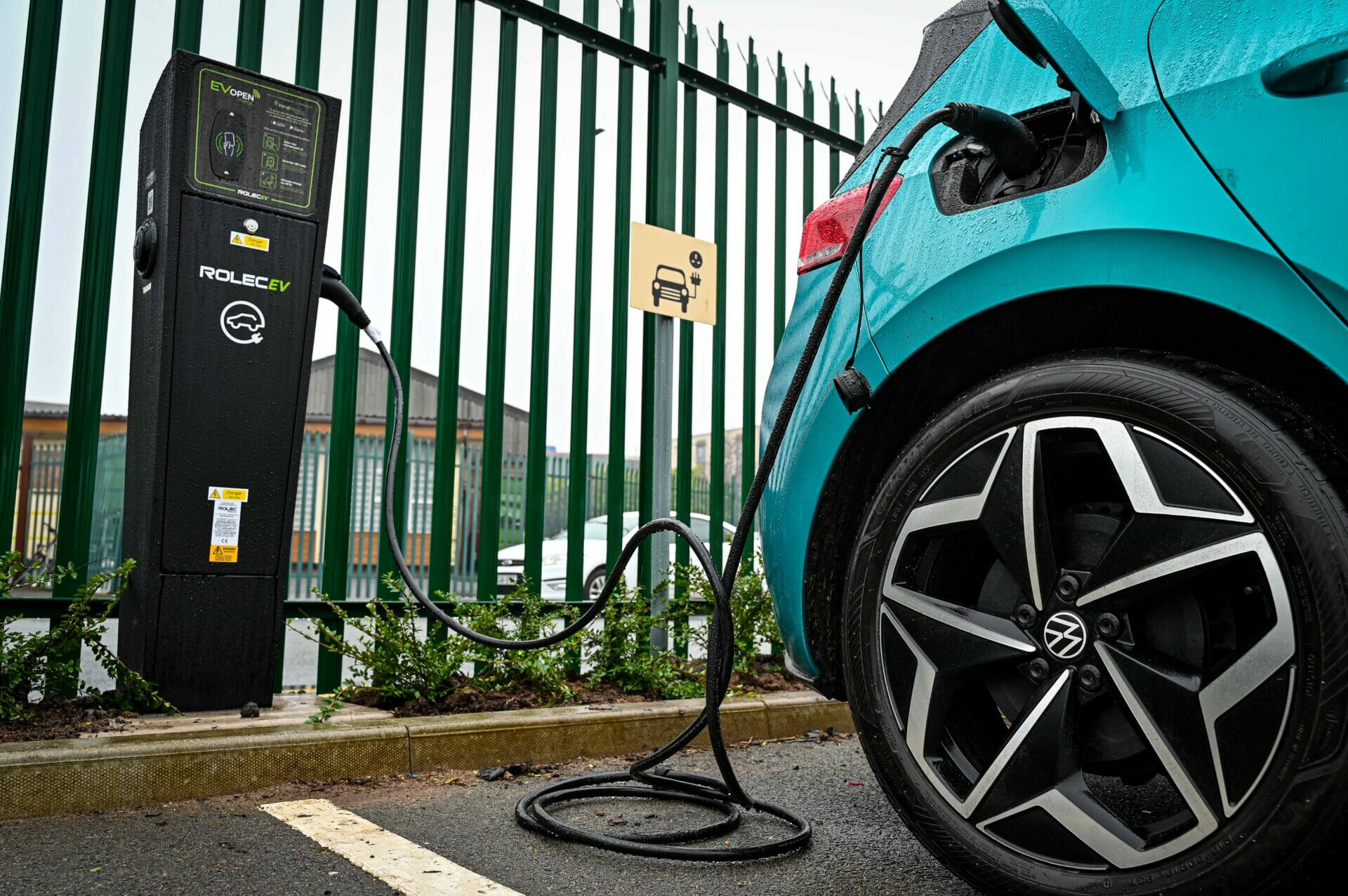 Car being charged by the newly installed EV charger at Bettys & Taylors car park