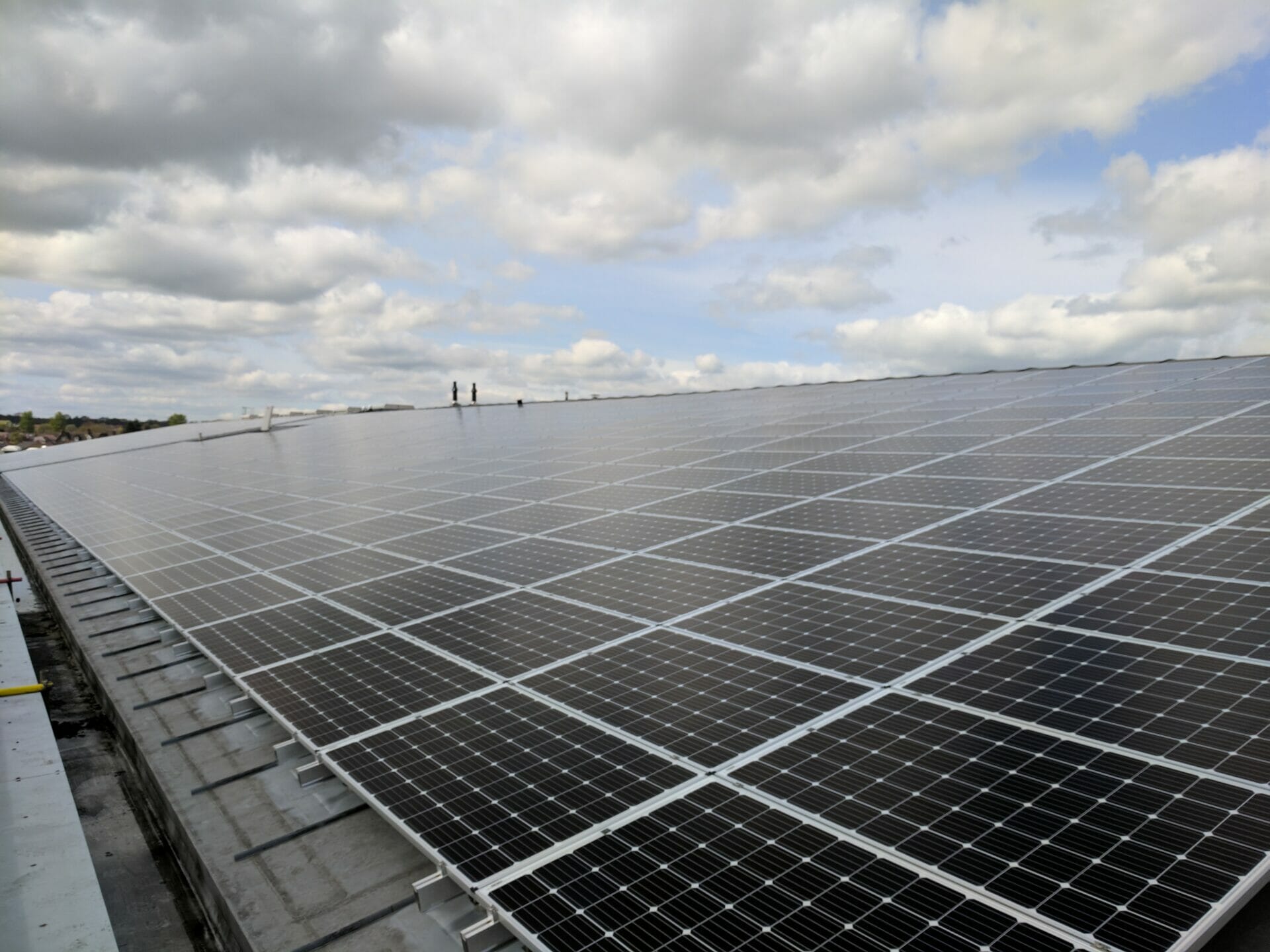 Solar panels installed on the roofs